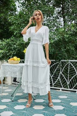 Robe Blanche Bohème Dentelle Robe Blanche Bohème Dentelle
